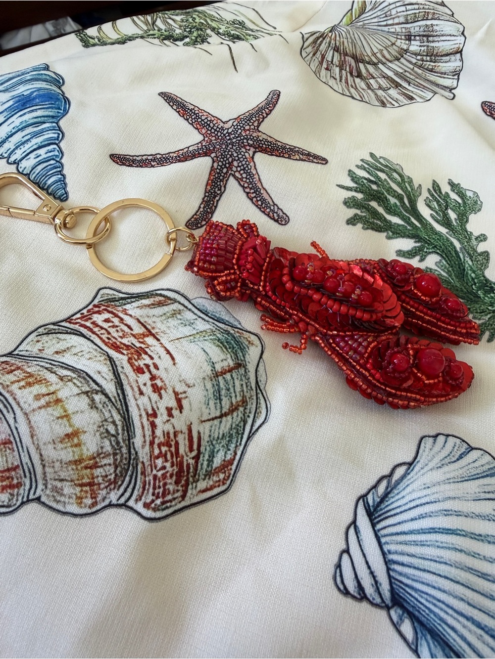 Beaded Red Lobster Keychain Bag Charm